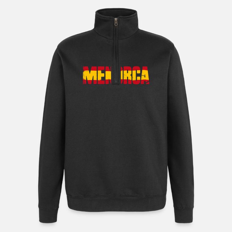 Drapeau de Minorque, Espagne - Sweat à zip 1/4 - noir
