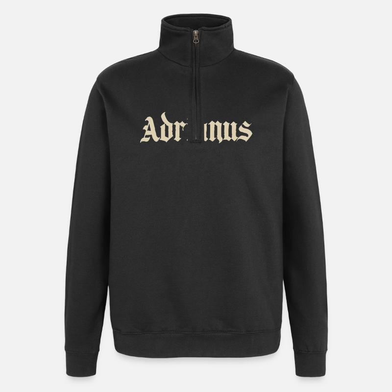 Adrianus Gothic Schriftzug - Quarter-Zip-Sweatshirt - Schwarz