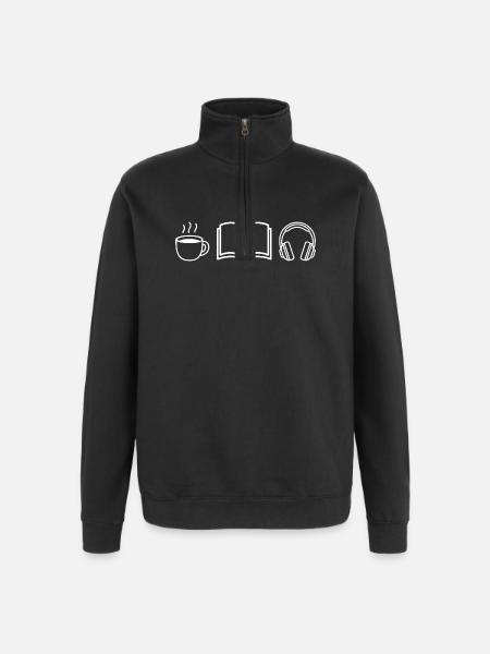 Coffee Book Headphones - Quarter-Zip Sweatshirt - black