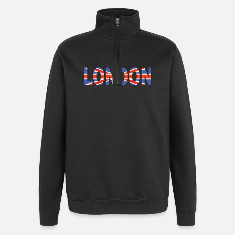 Londres couché avec drapeau - Sweat à zip 1/4 - noir
