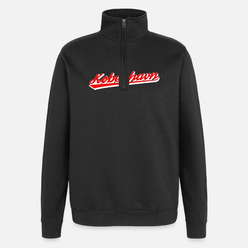 København Script Retro Logo - Quarter-Zip-Sweatshirt - Schwarz