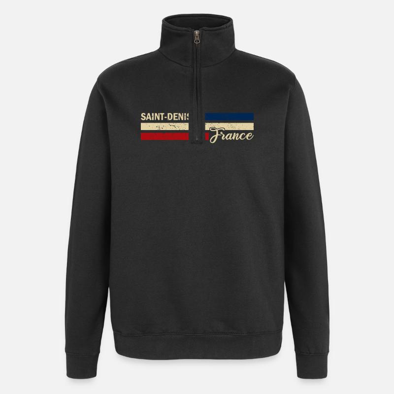 France - Saint-Denis - Frankreich - Flagge - Quarter-Zip-Sweatshirt - Schwarz