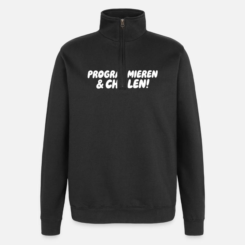 Programming & Chill – Large block font - Quarter-Zip Sweatshirt - black