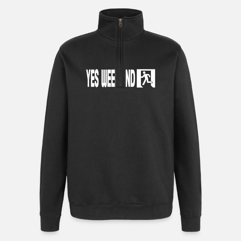 Yes Week End - Emergency - White - Quarter-Zip Sweatshirt - black