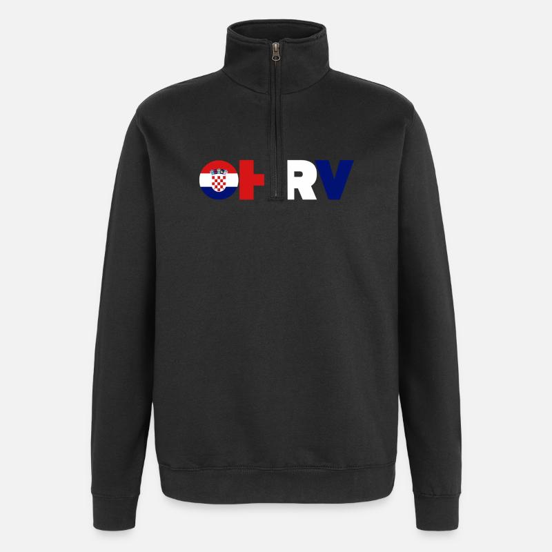 Kroatien - Quarter-Zip-Sweatshirt - Schwarz