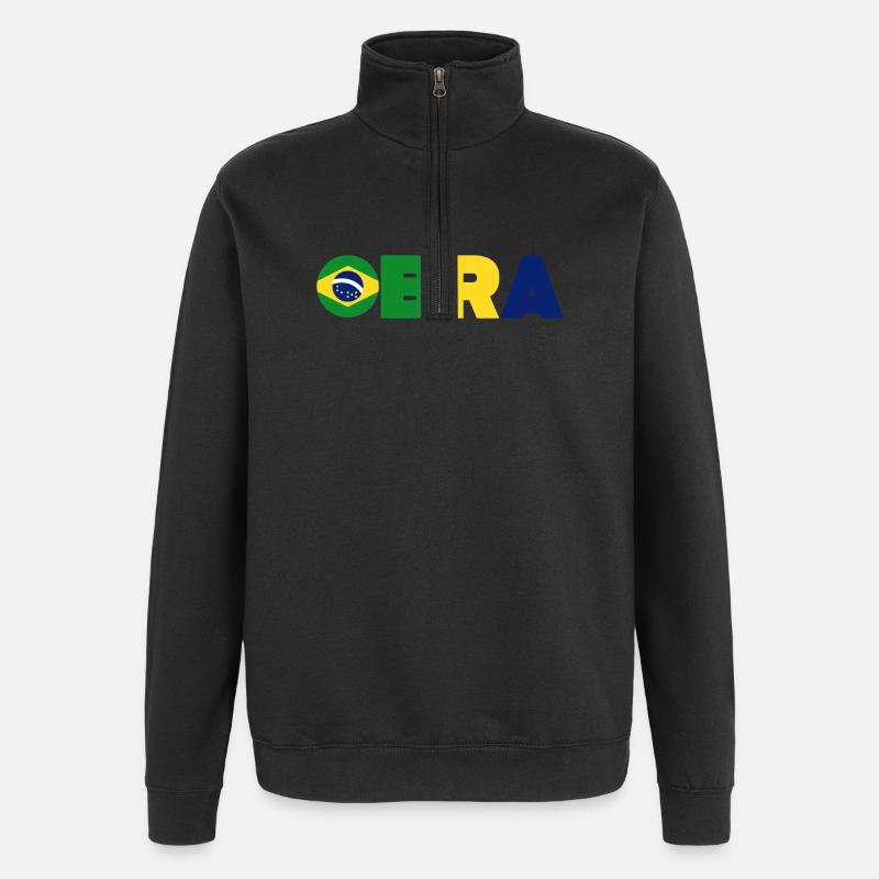 Brésil - Sweat à zip 1/4 - noir