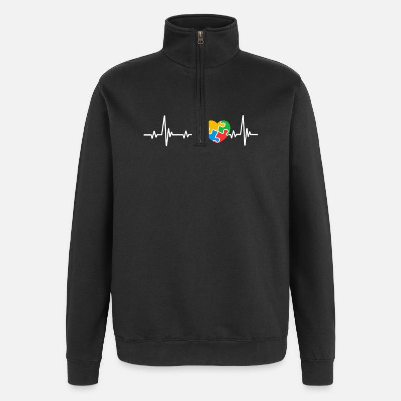 Herzschlag des Autismus-Bewusstseins - Quarter-Zip-Sweatshirt - Schwarz