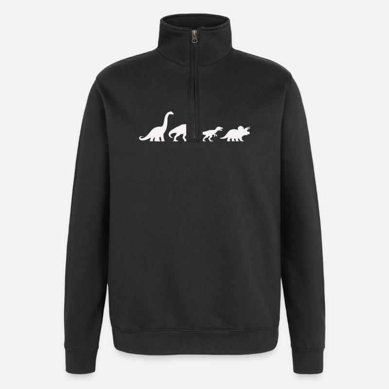 Dino-Silhouetten im Retro-Style - Quarter-Zip-Sweatshirt - Schwarz