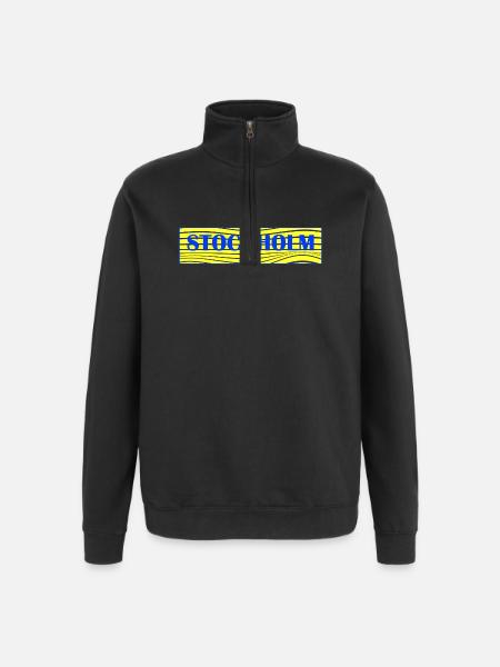 Stockholm Waves Lettering - Quarter-Zip Sweatshirt - black