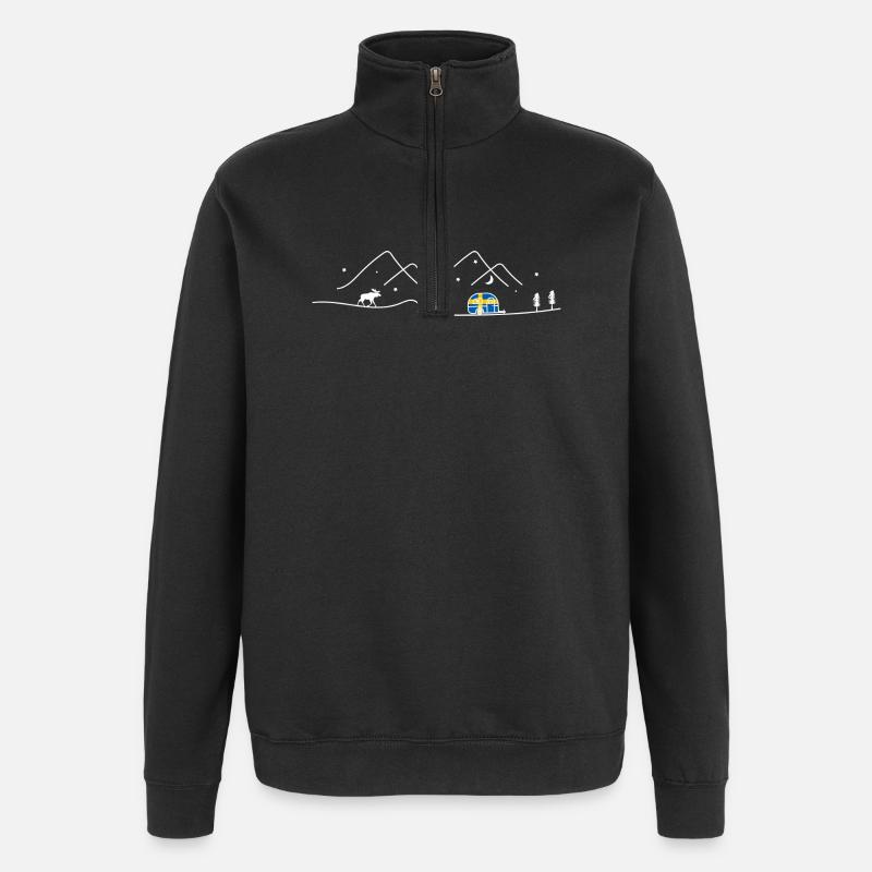 Sweden Camping Caravan Sverige Design - Quarter-Zip Sweatshirt - black