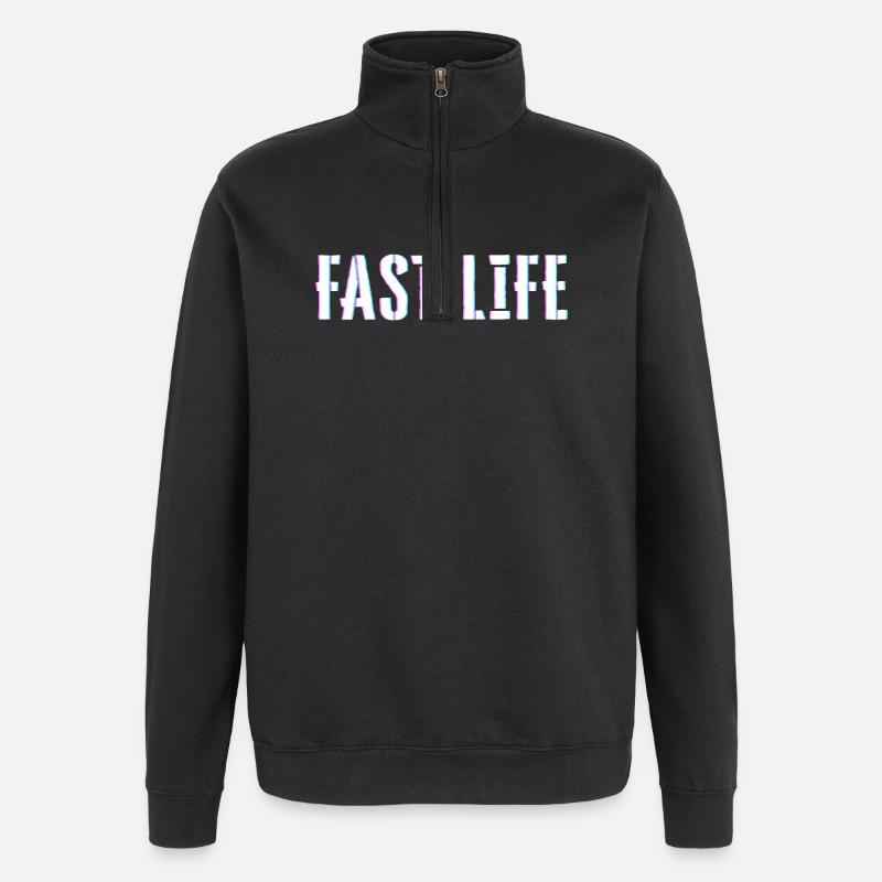 Fast Life - Quarter-Zip Sweatshirt - black