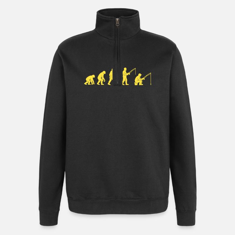Fischereievolution Pfad Design - Quarter-Zip-Sweatshirt - Schwarz
