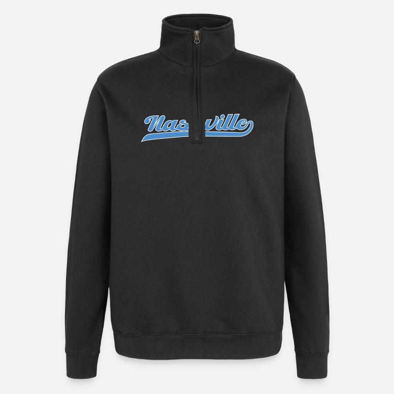 Écriture Nashville avec ligne oscillante - Sweat à zip 1/4 - noir