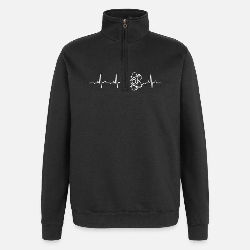 Wissenschaft Herzschlag Atom - Quarter-Zip-Sweatshirt - Schwarz