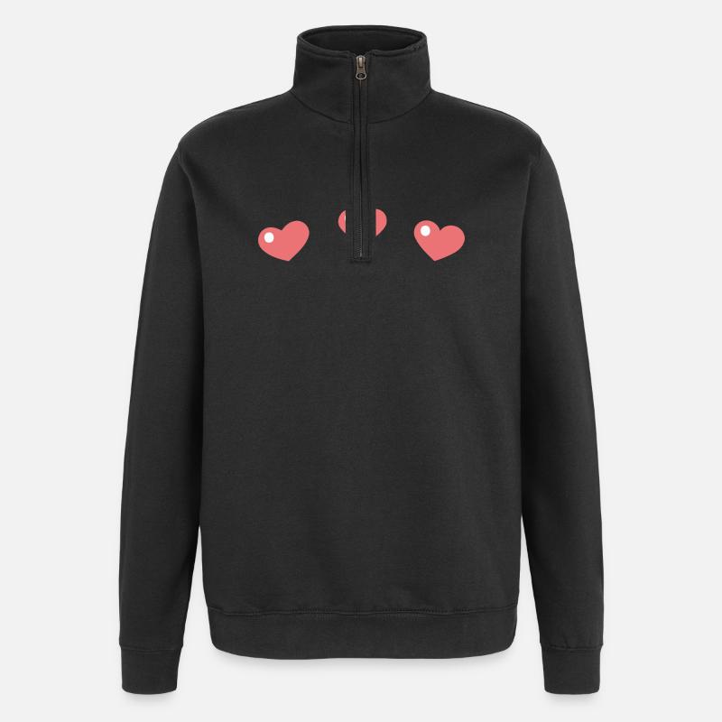 Pastel hearts with a sleek pattern - Quarter-Zip Sweatshirt - black