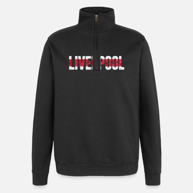 Liverpool, Angleterre - Sweat à zip 1/4 - noir