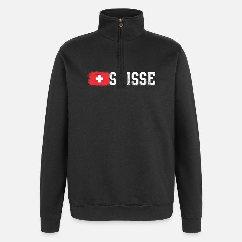 Drapeau suisse Badge Suisse - Sweat à zip 1/4 - noir