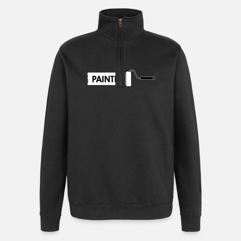 Paint roller with white paint - Quarter-Zip Sweatshirt - black