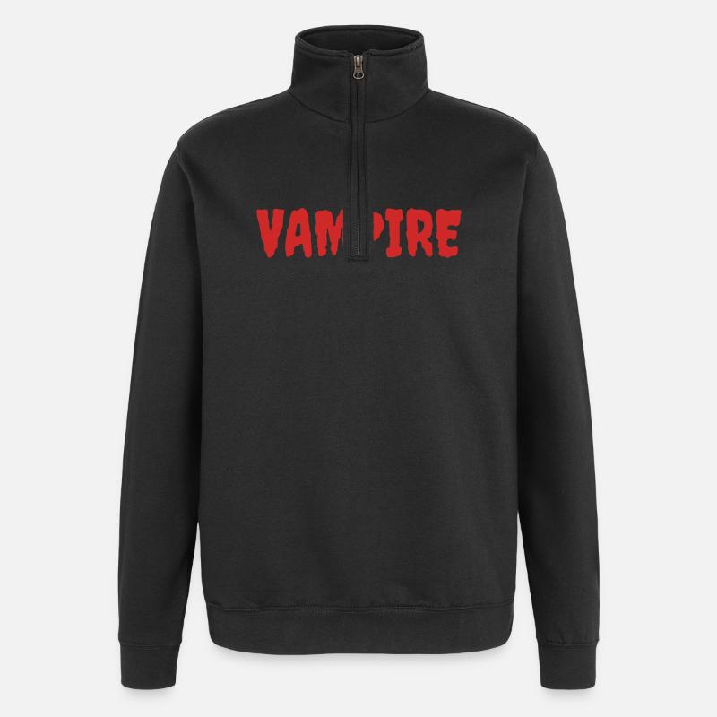 Vampire Silhouette Art T-Shirt Design - Sweat à zip 1/4 - noir