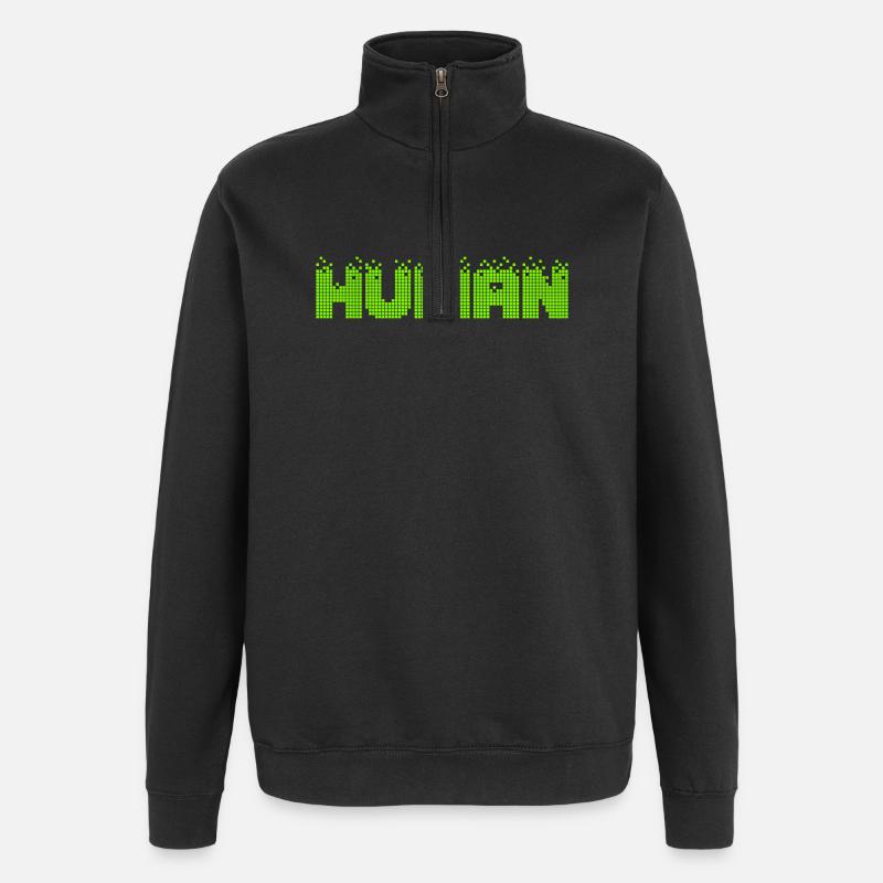 HUMAN Neon Pixel Glitch - Quarter-Zip Sweatshirt - black
