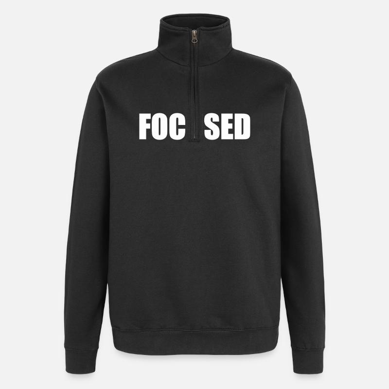 Fokussiert - Quarter-Zip-Sweatshirt - Schwarz