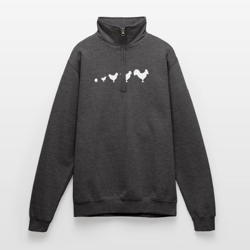 Evolution Bauer Huhn Hahn lustig Quarter-Zip-Sweatshirt