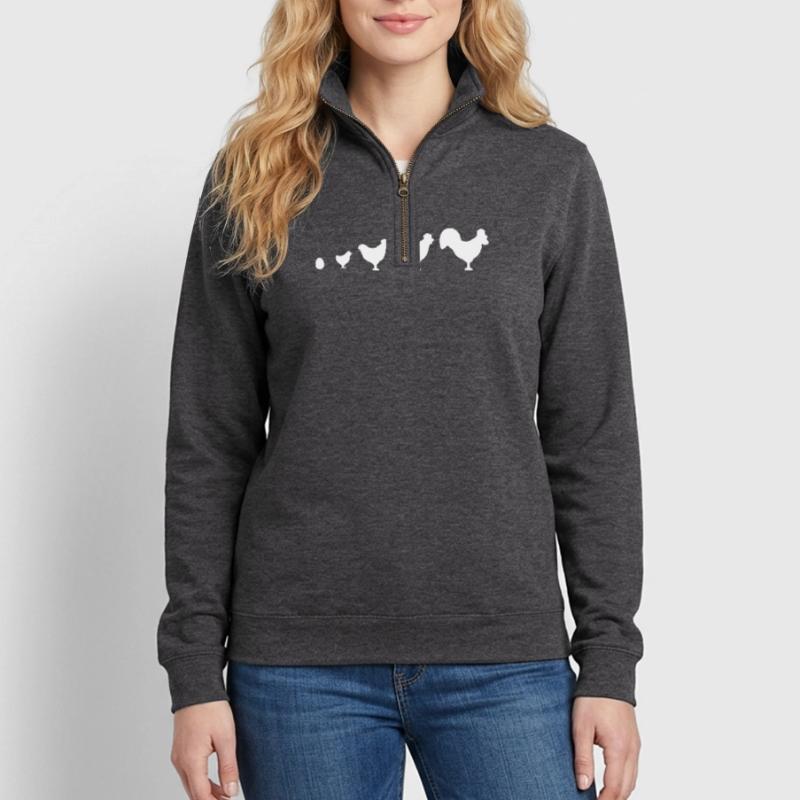 Evolution Farmer Chicken Rooster Funny Quarter-Zip Sweatshirt