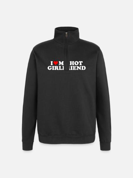 I Love My Hot Girlfriend Statement - Quarter-Zip Sweatshirt - black