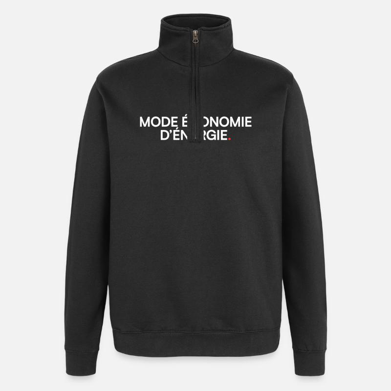 Energy-saving mode, humor, fatigue - Quarter-Zip Sweatshirt - black