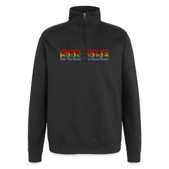 SINGLE rainbow tshirt LGBT lgbtqi queer - Quarter-Zip Sweatshirt - black - Front - AI Model Female 172 light (172cm) & AI Model Male 178 dark (178cm)