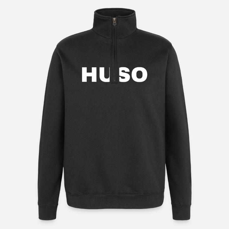 HUGSO - Quarter-Zip-Sweatshirt - Schwarz
