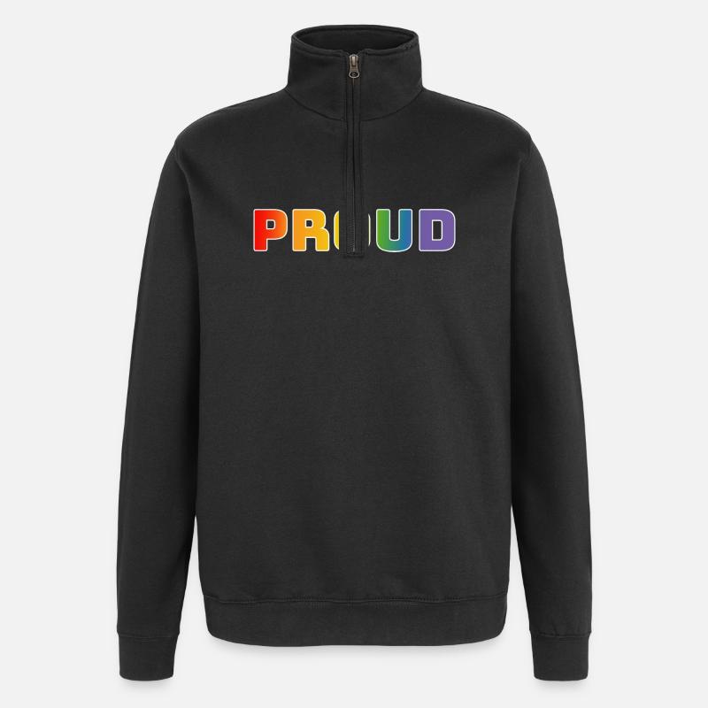 Rainbow proud white - Quarter-Zip Sweatshirt - black