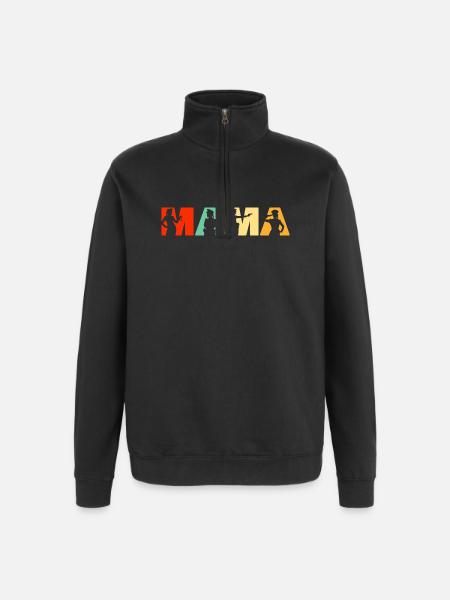 Polizei Mama Polizei Mutter Retro - Quarter-Zip-Sweatshirt - Schwarz