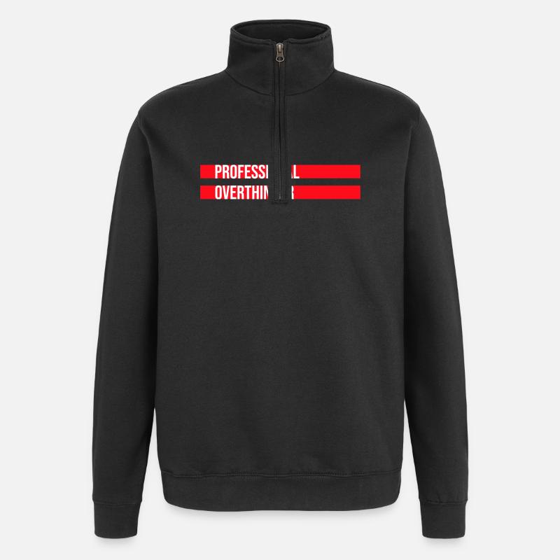 Professional Overthinker Funny Brooding Anxiety Logo - Quarter-Zip Sweatshirt - black