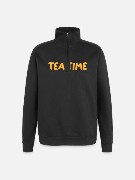 Retro Orange Tea Time - Quarter-Zip Sweatshirt - black