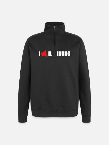 I love Hamburg - Quarter-Zip-Sweatshirt - Schwarz