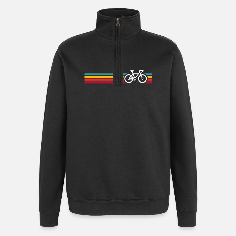 Vélo rayé arc-en-ciel - Sweat à zip 1/4 - noir