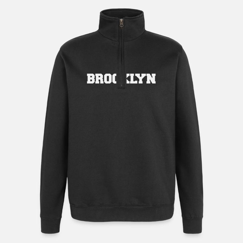 Brooklyn Blockschrift Design - Quarter-Zip-Sweatshirt - Schwarz