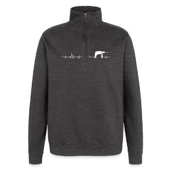 Handwerker Werkzeug Bohrmaschine - Quarter-Zip-Sweatshirt - Anthrazit - Vorne - AI Model Female 172 light (172cm) & AI Model Male 178 dark (178cm)