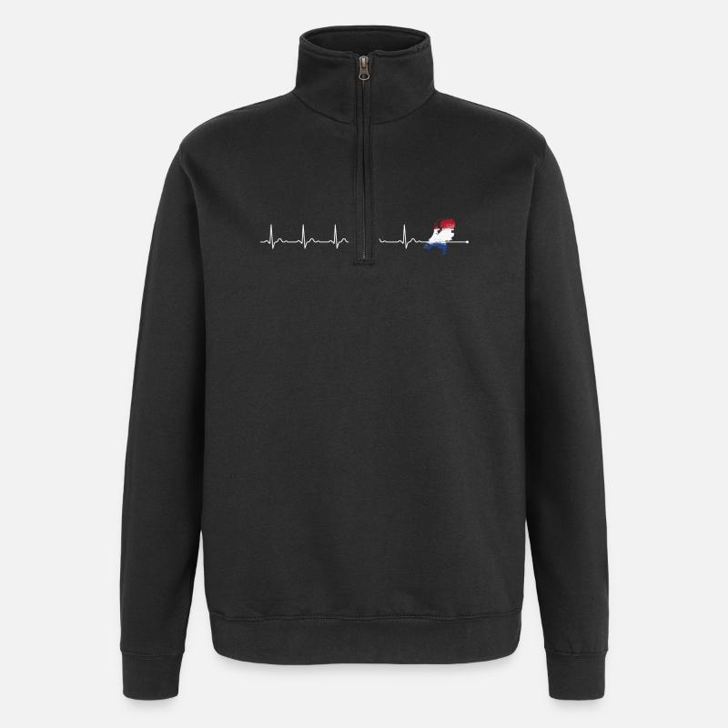 Heartbeat netheland flag - Quarter-Zip Sweatshirt - black