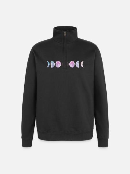 Pastel Moon Phases - Quarter-Zip Sweatshirt - black