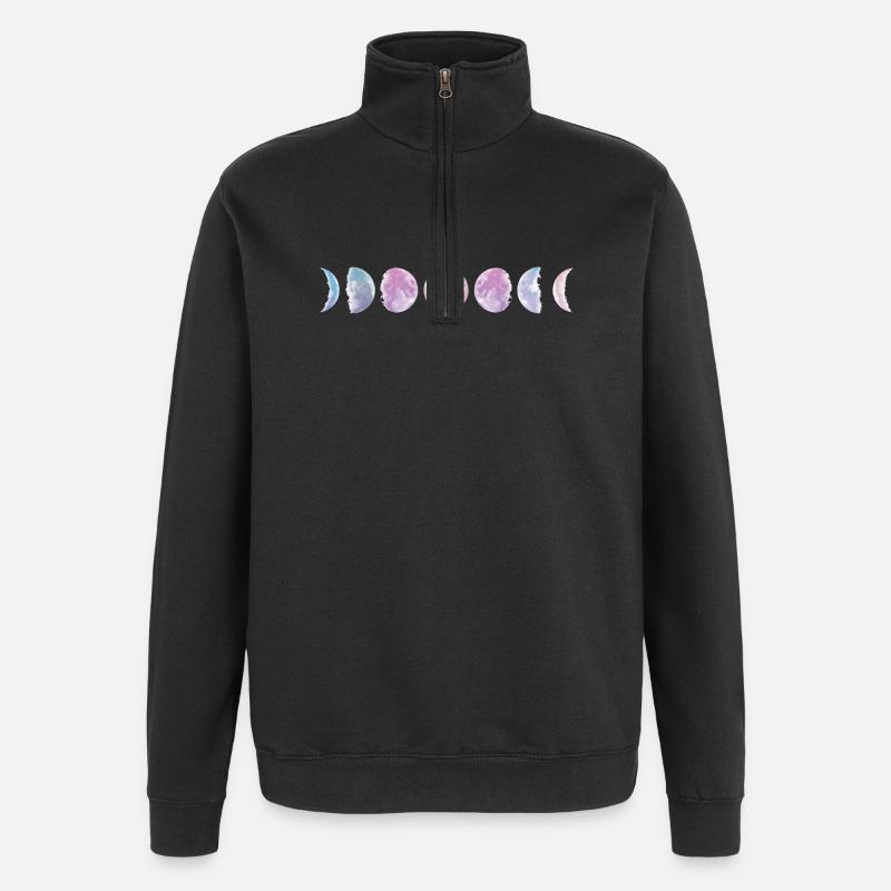 Pastellfarbene Mondphasen - Quarter-Zip-Sweatshirt - Schwarz