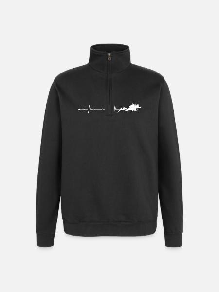Herzschlag-Tauchen - Quarter-Zip-Sweatshirt - Schwarz