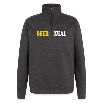 beersexual - Quarter-Zip-Sweatshirt - Anthrazit - Vorne - AI Model Female 172 light (172cm) & AI Model Male 178 dark (178cm)