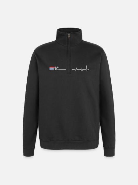 Dutch Bicycle Heartbeat - Quarter-Zip Sweatshirt - black