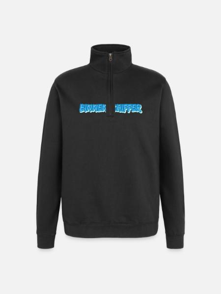 Binnenschiffer als Comic - Quarter-Zip-Sweatshirt - Schwarz