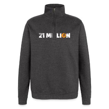 21 Million Bitcoin - Quarter-Zip-Sweatshirt - Anthrazit - Vorne - AI Model Female 172 light (172cm) & AI Model Male 178 dark (178cm)