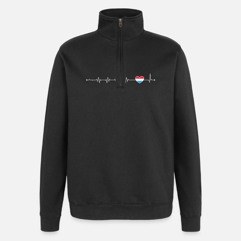 Blue Accent Heartbeat Line - Quarter-Zip Sweatshirt - black