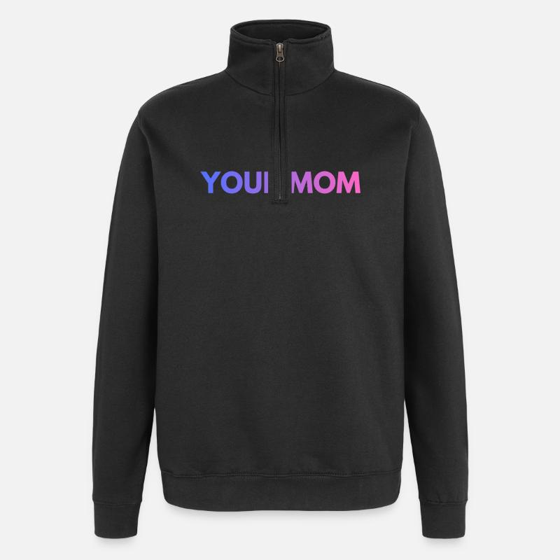 YOUR MOM TEXT PURPLE - Quarter-Zip Sweatshirt - black