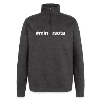 Minnesota Hashtag - Sweat à zip 1/4 - charbon - Devant - AI Model Female 172 light (172cm) & AI Model Male 178 dark (178cm)